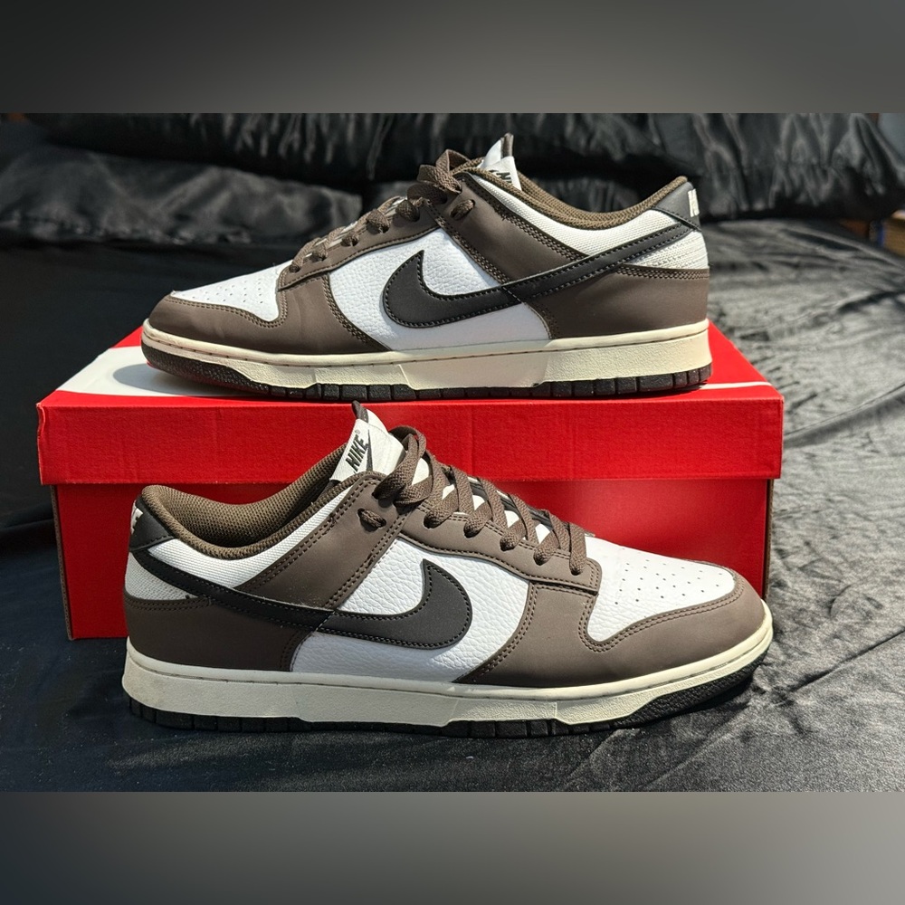 Men’s Size 12.5 - Nike Dunk Low Baroque Brown/White/ Sail/Black Style HF4292-200